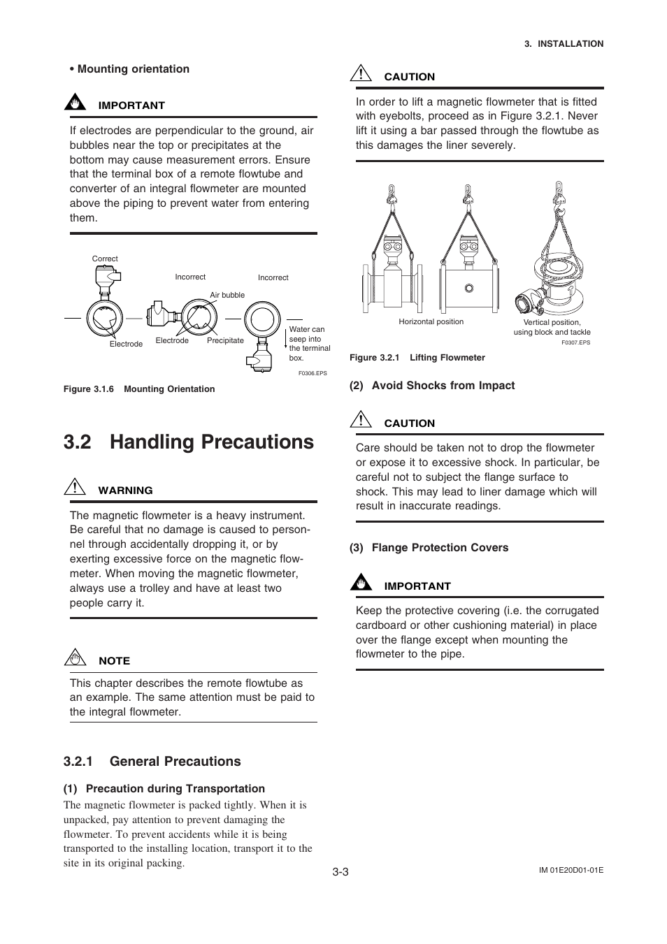 2 handling precautions, 1 general precautions | Yokogawa ADMAG AXF User Manual | Page 7 / 13