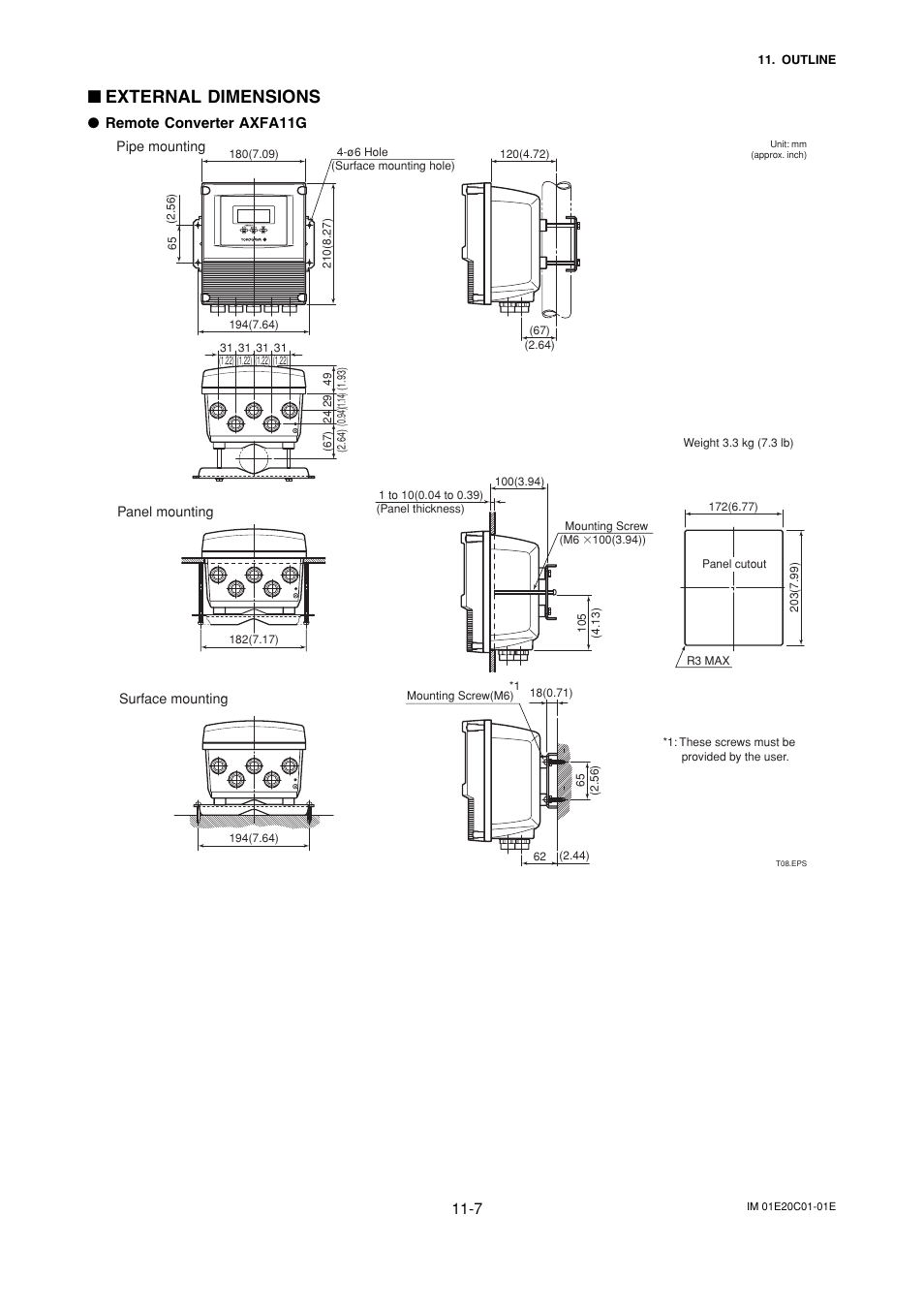 External dimensions | Yokogawa ADMAG AXF User Manual | Page 108 / 112