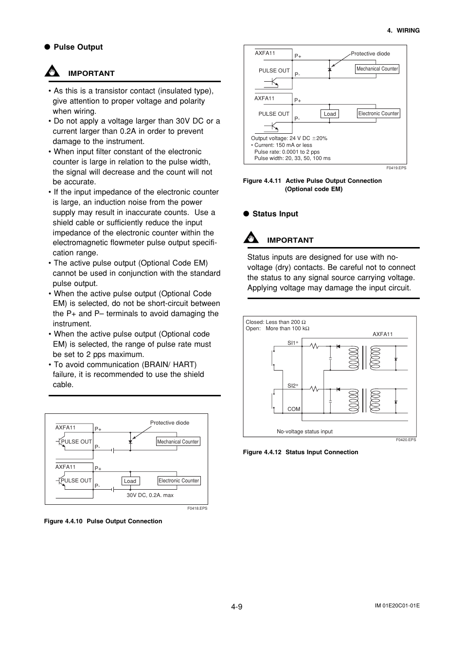 Pulse output, Status input | Yokogawa ADMAG AXF User Manual | Page 19 / 112