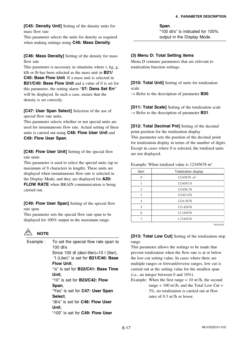 3) menu d: total setting items, 3) menu d: total setting items -17 | Yokogawa ADMAG AXF User Manual | Page 46 / 112