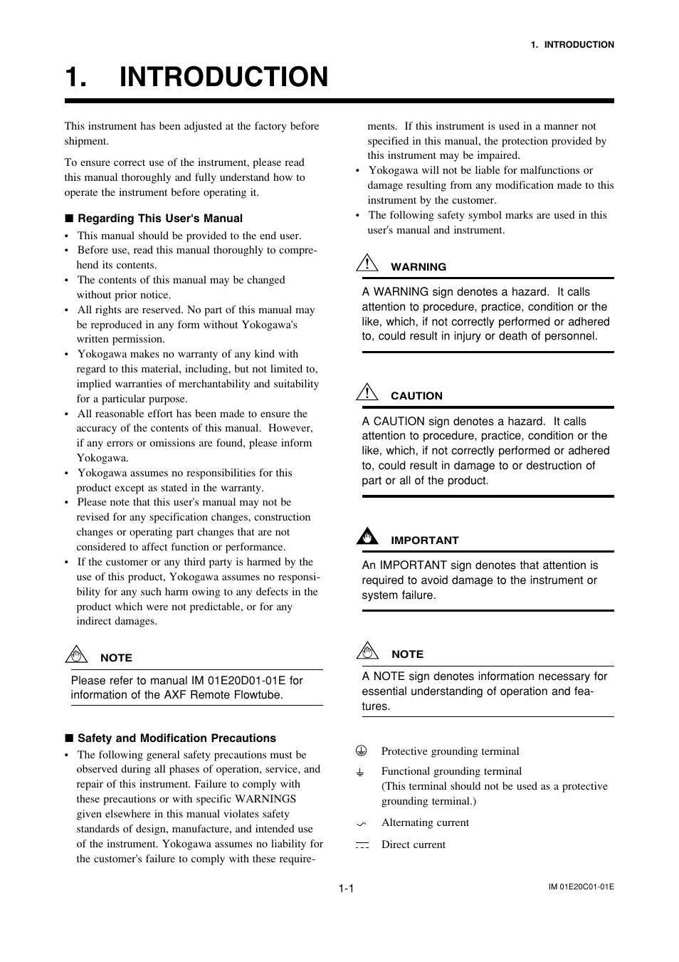 Introduction, Introduction -1 | Yokogawa ADMAG AXF User Manual | Page 5 / 112