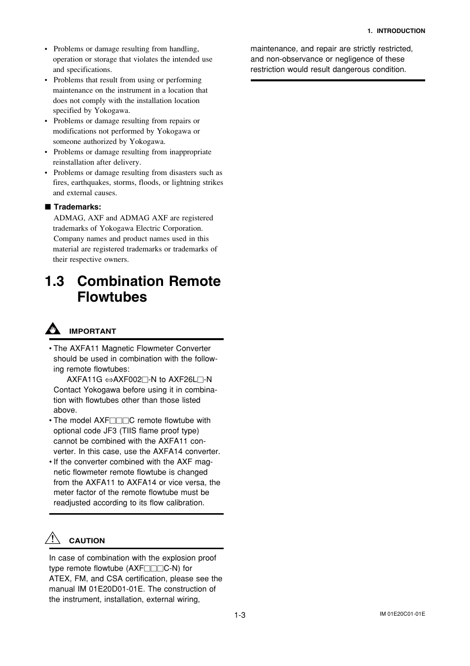 3 combination remoteflowtubes, Combination remote flowtubes -3, 3 combination remote flowtubes | Yokogawa ADMAG AXF User Manual | Page 7 / 112