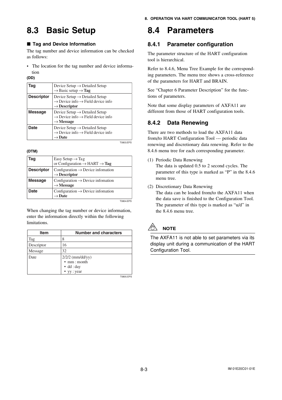3 basic setup, 4 parameters, 1 parameter configuration | 2 data renewing, Basic setup -3, Parameters -3, Parameter configuration -3, Data renewing -3 | Yokogawa ADMAG AXF User Manual | Page 79 / 112