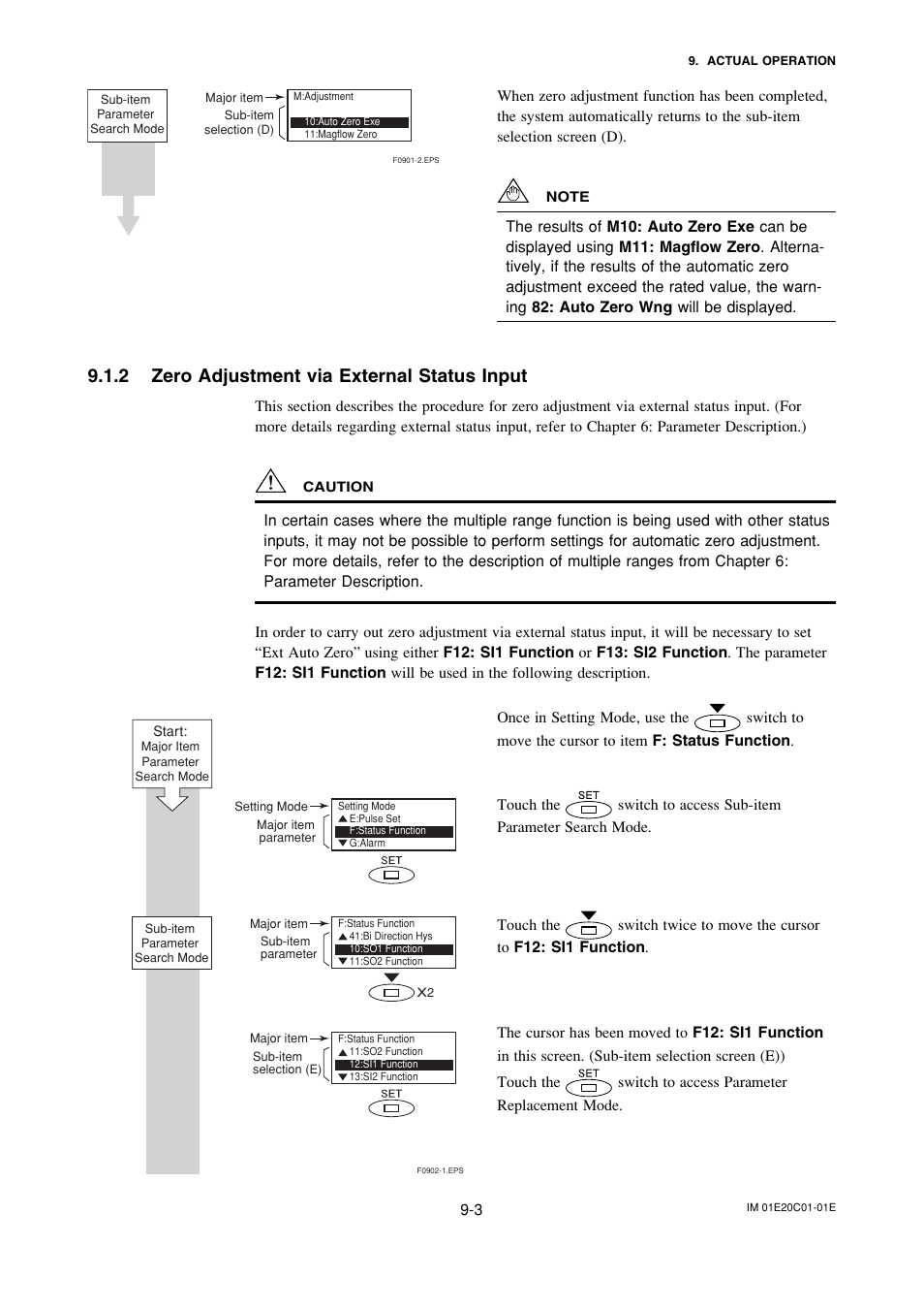2 zero adjustment via external status input, Zero adjustment via external status input -3 | Yokogawa ADMAG AXF User Manual | Page 95 / 112