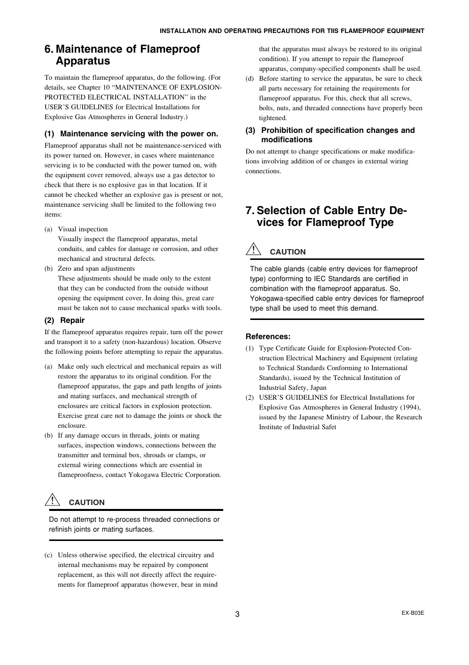 Maintenance of flameproofapparatus, Maintenance of flameproof apparatus | Yokogawa AXFA14G/C User Manual | Page 120 / 123