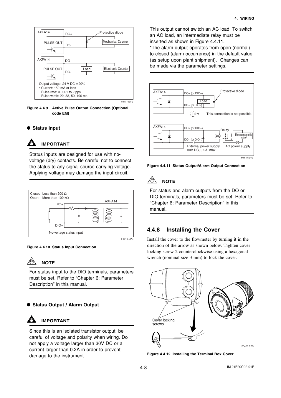 8 installing the cover, Installing the cover -8, Status input | Yokogawa AXFA14G/C User Manual | Page 20 / 123