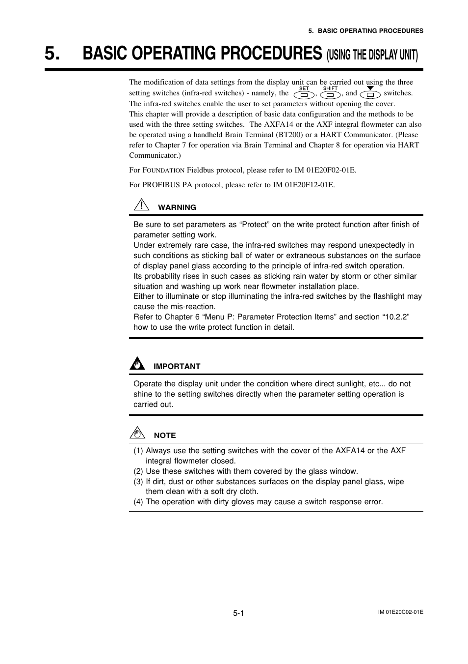 Basic operating procedures, Using the display unit) | Yokogawa AXFA14G/C User Manual | Page 21 / 123