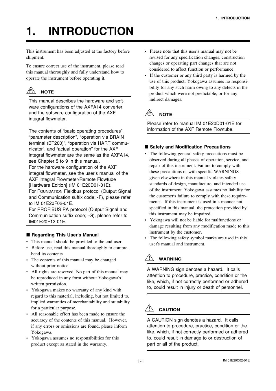 Introduction, Introduction -1 | Yokogawa AXFA14G/C User Manual | Page 5 / 123
