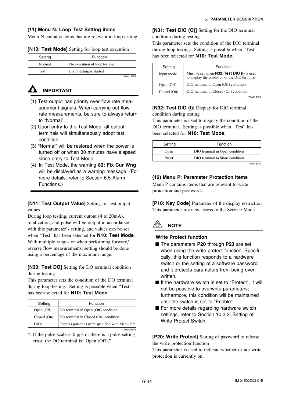 11) menu n: loop test setting items, 12) menu p: parameter protection items | Yokogawa AXFA14G/C User Manual | Page 63 / 123