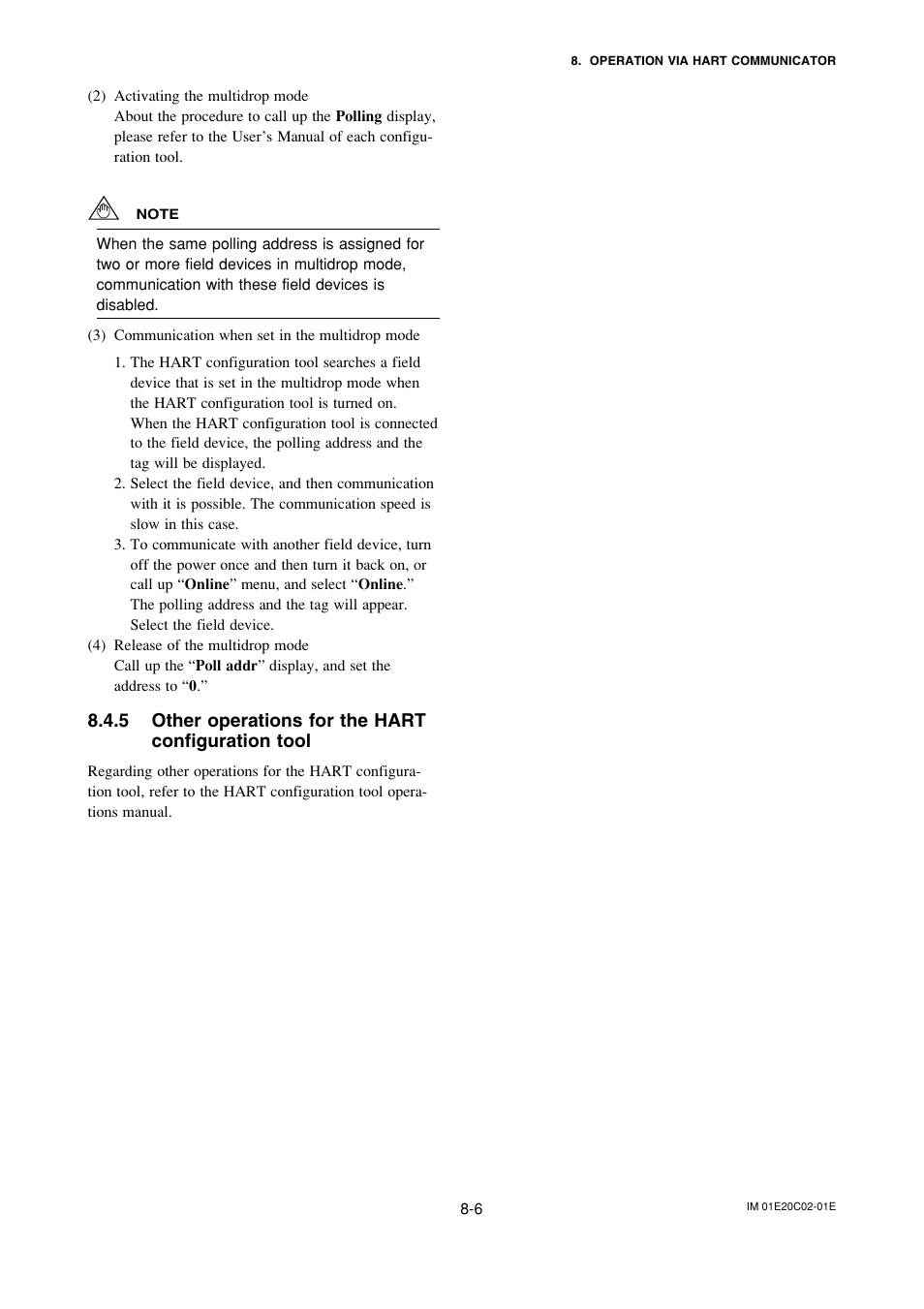 5 other operations for the hartconfiguration tool | Yokogawa AXFA14G/C User Manual | Page 82 / 123