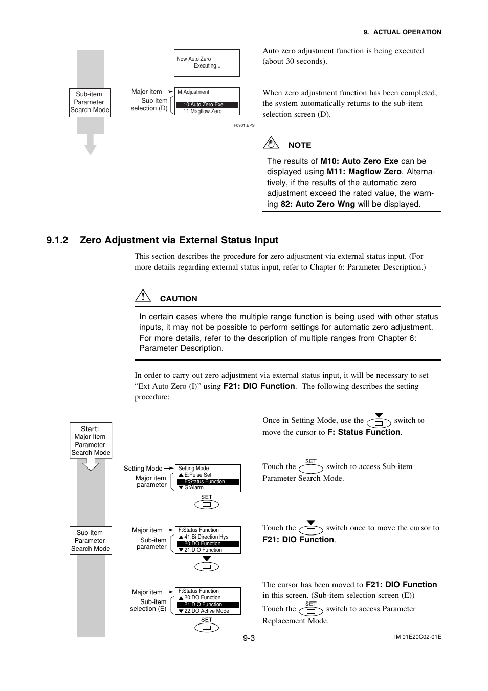 2 zero adjustment via external status input, Zero adjustment via external status input -3 | Yokogawa AXFA14G/C User Manual | Page 95 / 123