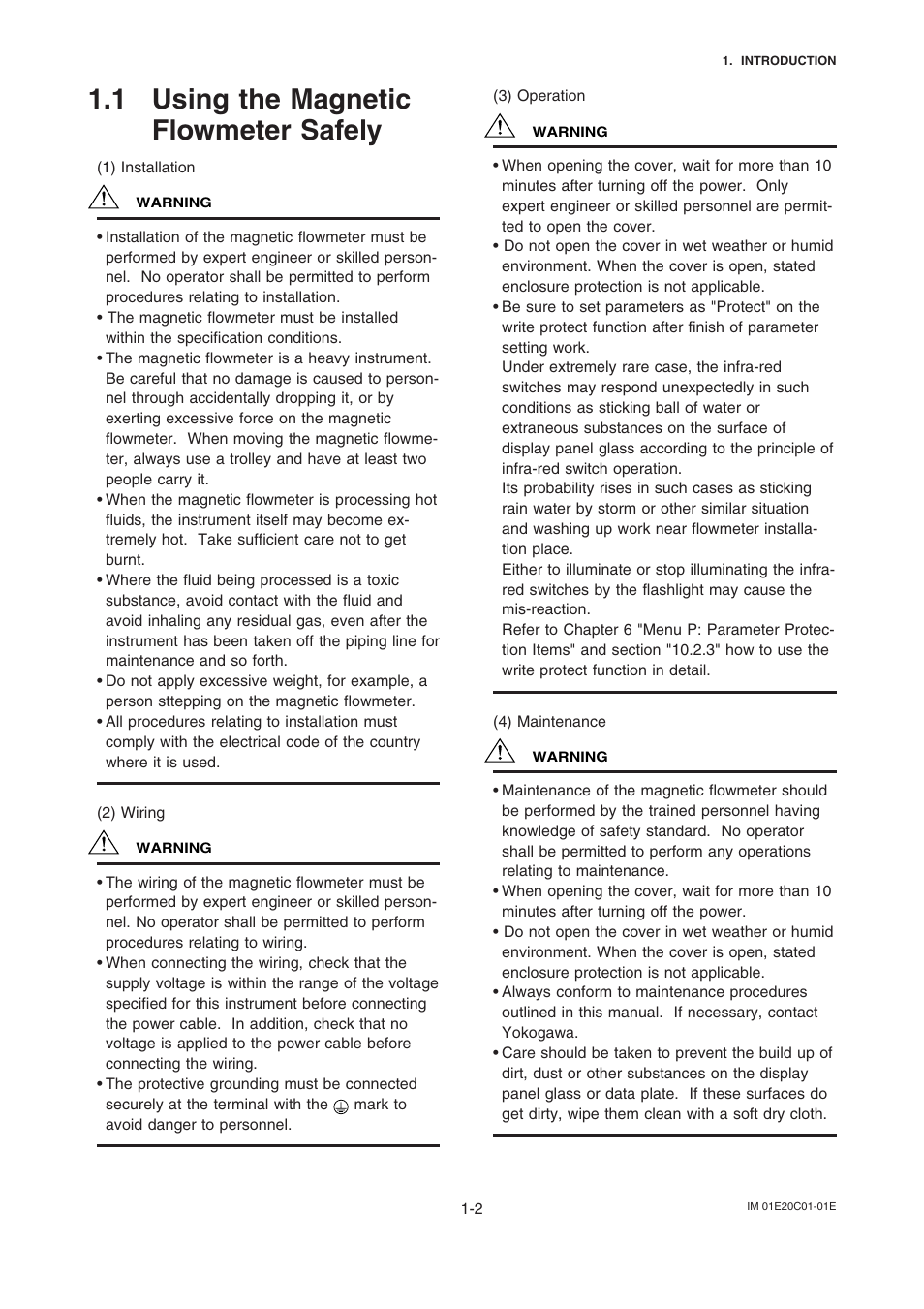 1 using the magnetic flowmeter safely | Yokogawa AXFA11 Magnetic Flow Converter User Manual | Page 2 / 9