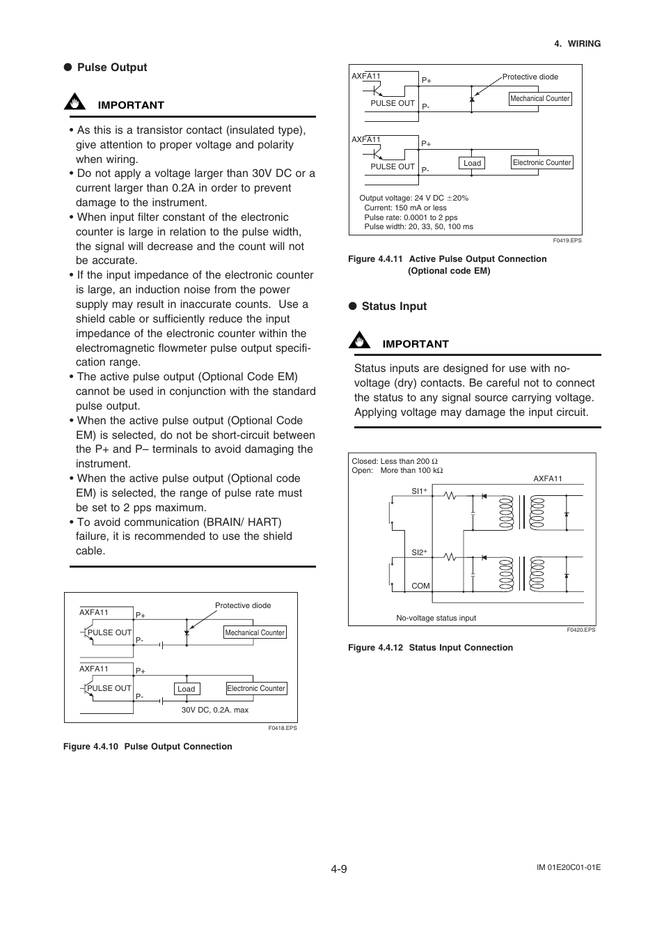 Pulse output, Status input | Yokogawa AXFA11 Magnetic Flow Converter User Manual | Page 8 / 9