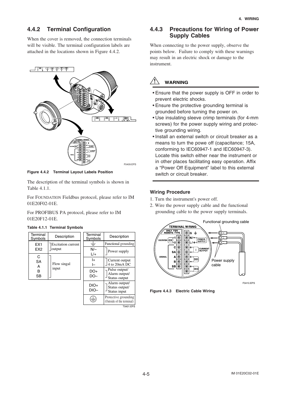 2 terminal configuration, 3 precautions for wiring of power supply cables | Yokogawa AXFA14G/C User Manual | Page 11 / 18