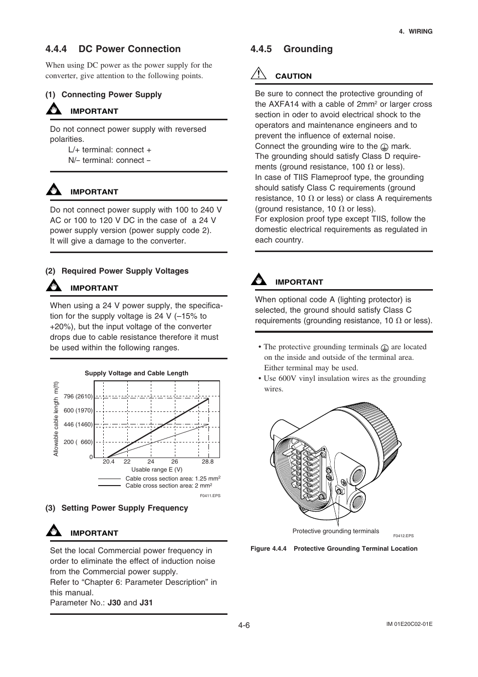 4 dc power connection, 5 grounding | Yokogawa AXFA14G/C User Manual | Page 12 / 18