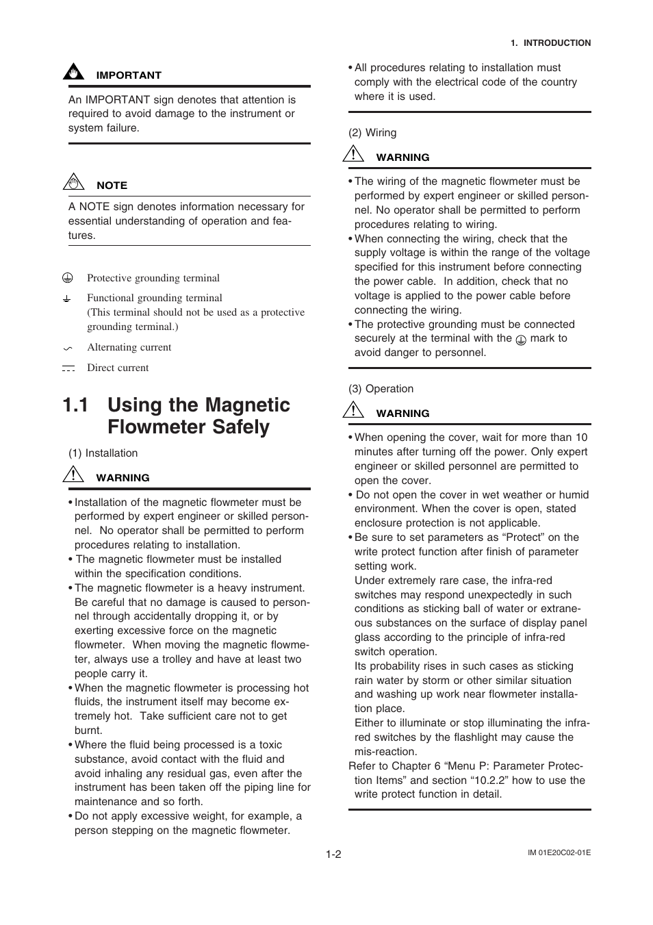 1 using the magnetic flowmeter safely | Yokogawa AXFA14G/C User Manual | Page 2 / 18