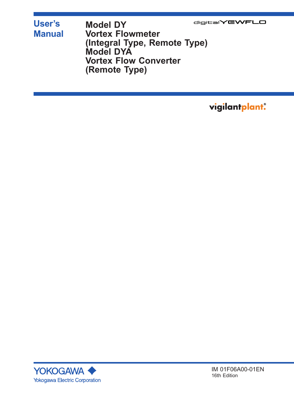 Yokogawa digitalYEWFLO (DY) User Manual | 173 pages