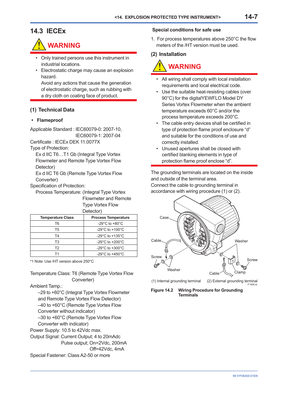 3 iecex, 3 iecex warning, Warning | Yokogawa digitalYEWFLO (DY) User Manual | Page 158 / 173