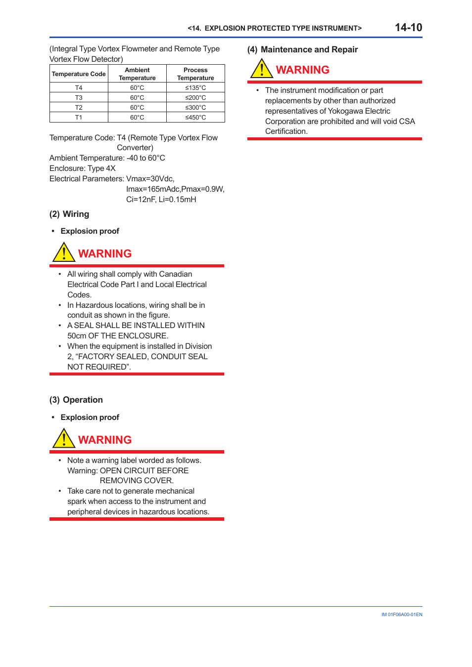 Warning | Yokogawa digitalYEWFLO (DY) User Manual | Page 161 / 173