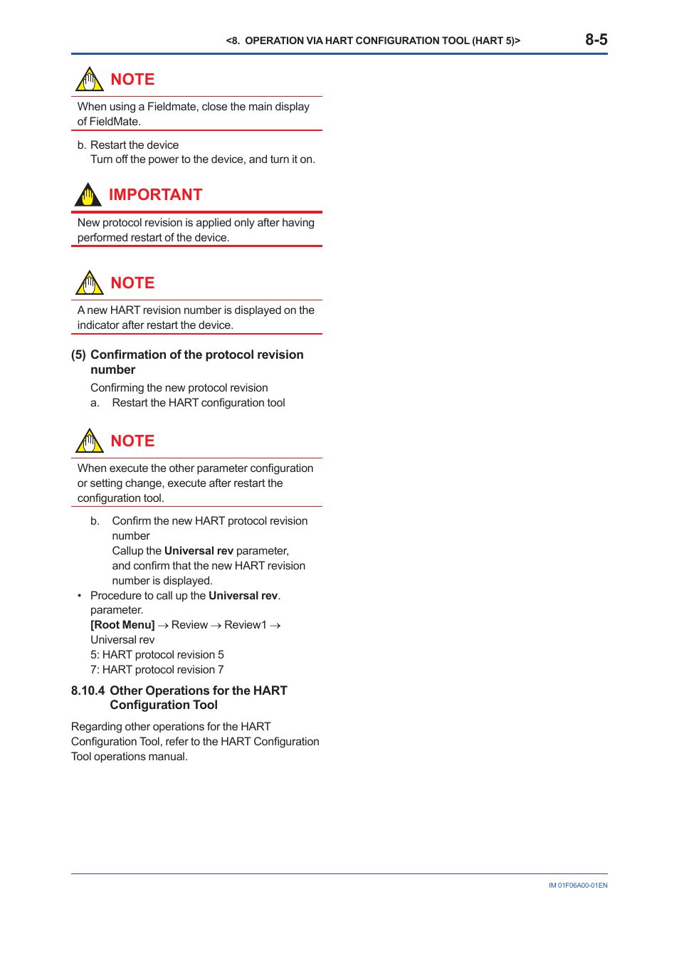 4 other operations for the hart configuration tool, Important | Yokogawa digitalYEWFLO (DY) User Manual | Page 65 / 173