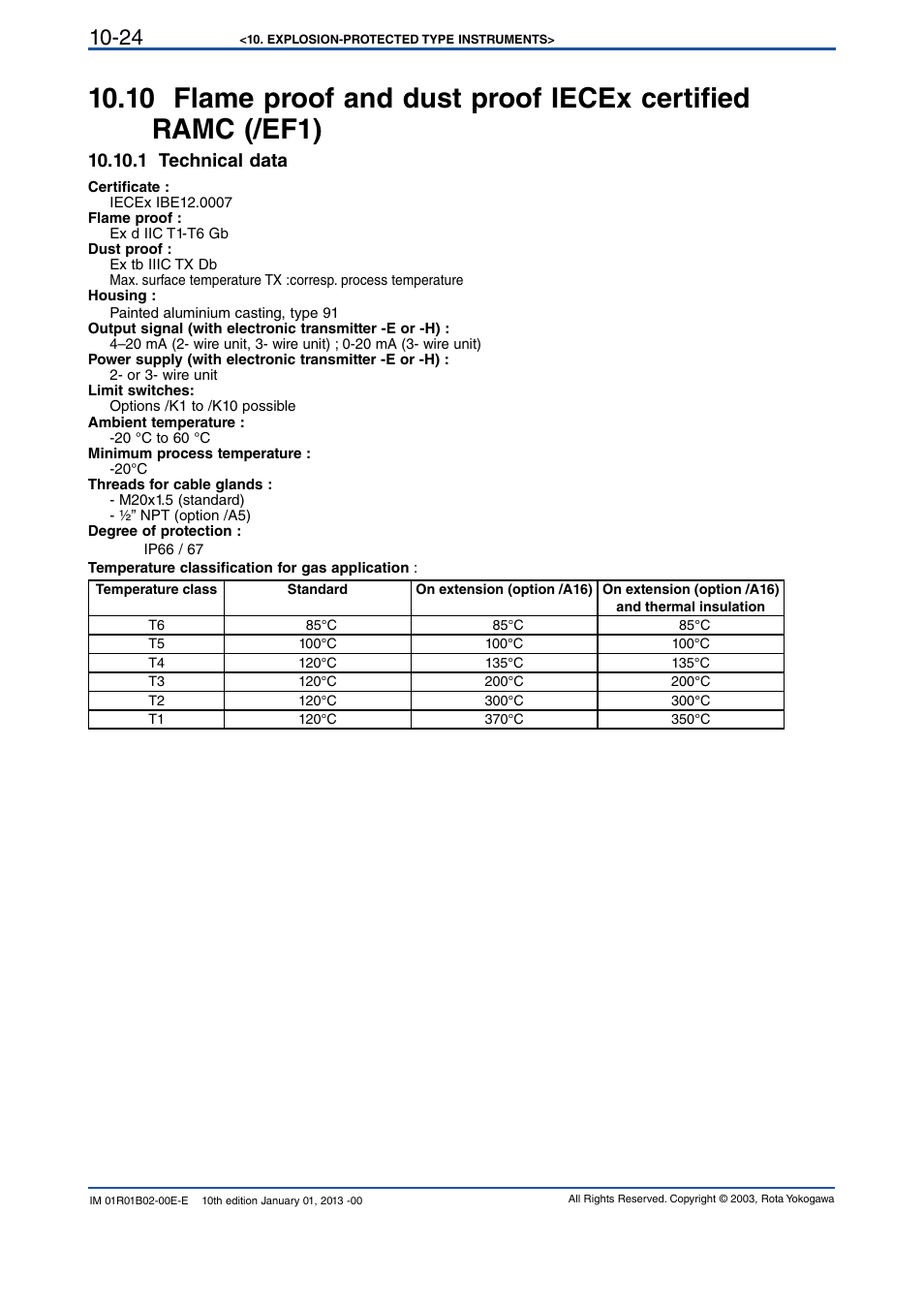 1 technical data, 1 technical data -24 | Yokogawa RAMC User Manual | Page 116 / 136