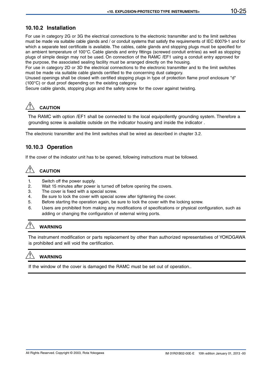 2 installation, 3 operation, 2 installation -25 | 3 operation -25 | Yokogawa RAMC User Manual | Page 117 / 136