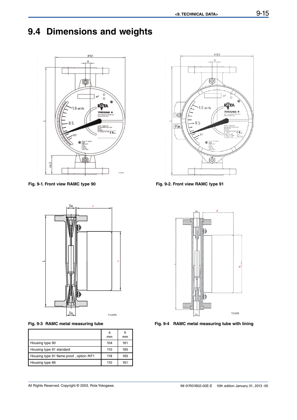 4 dimensions and weights, 4 dimensions and weights -15 | Yokogawa RAMC User Manual | Page 87 / 136