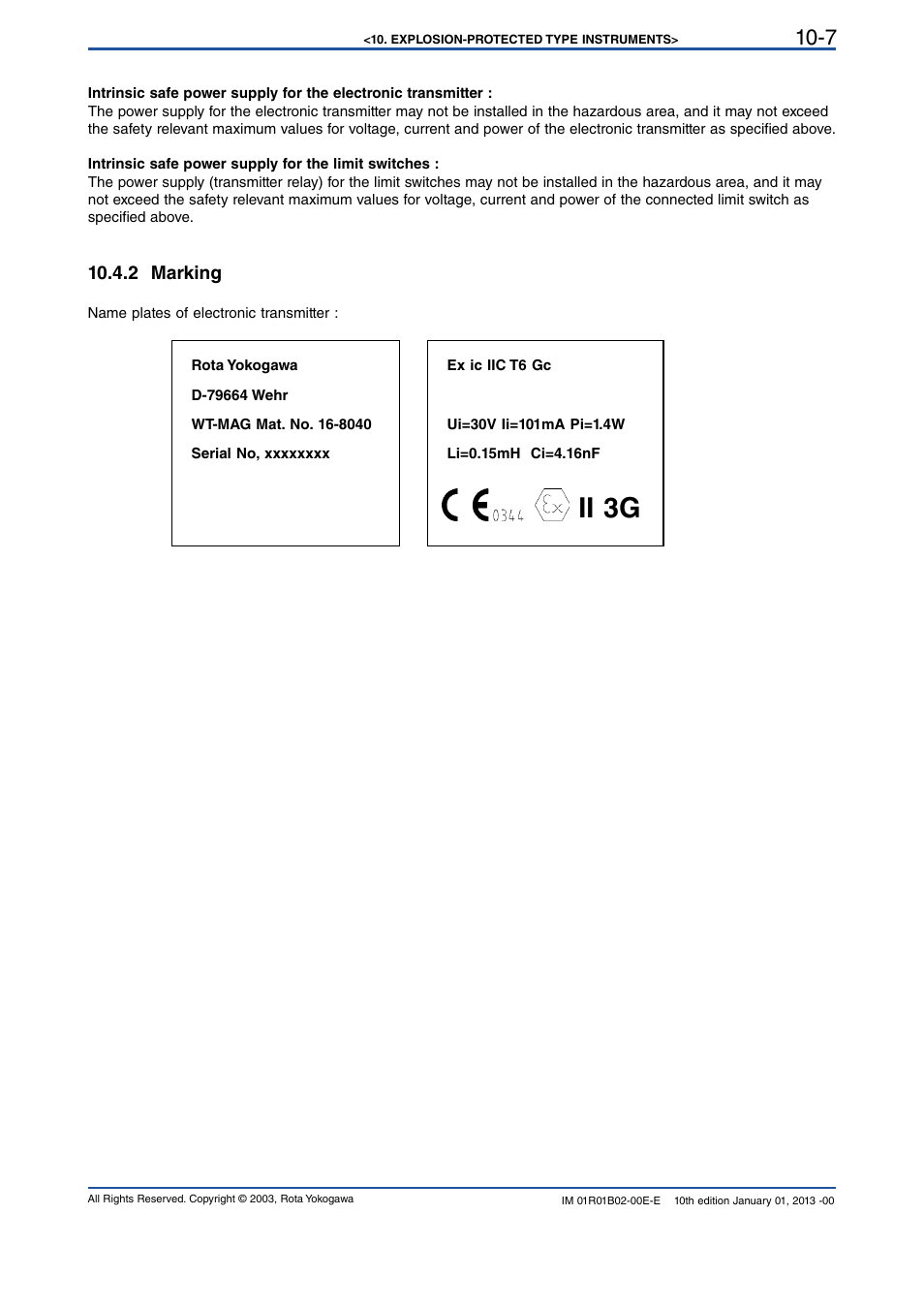 2 marking, 2 marking -7, Ii 3g | Yokogawa RAMC User Manual | Page 99 / 136