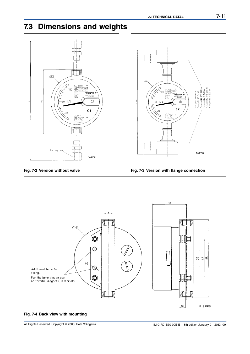 3 dimensions and weights, 3 dimensions and weights -11 | Yokogawa RAKD User Manual | Page 41 / 72