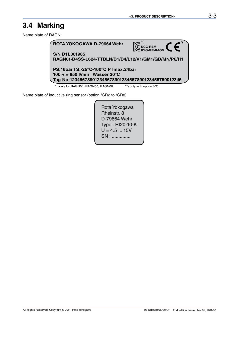 4 marking, 4 marking -3 | Yokogawa RAGN User Manual | Page 13 / 46