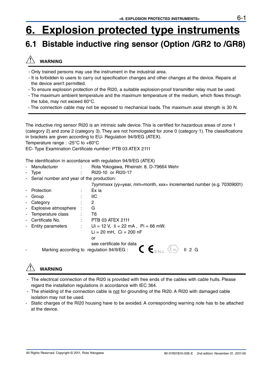 Explosion protected type instruments, Explosion protected type instruments -1 | Yokogawa RAGN User Manual | Page 27 / 46