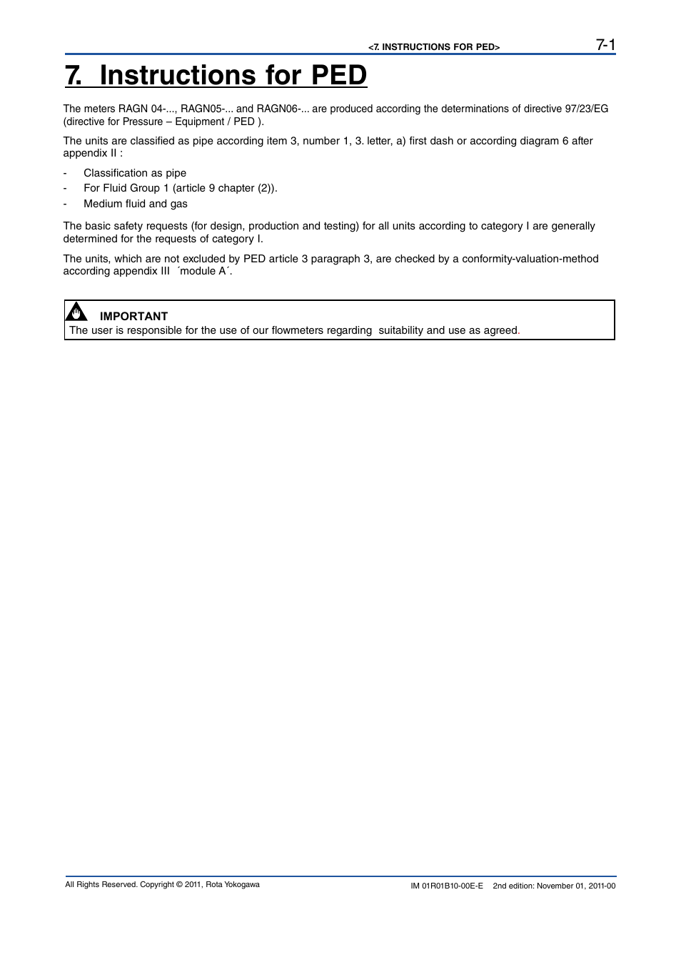 Instructions for ped, Instructions for ped -1 | Yokogawa RAGN User Manual | Page 31 / 46