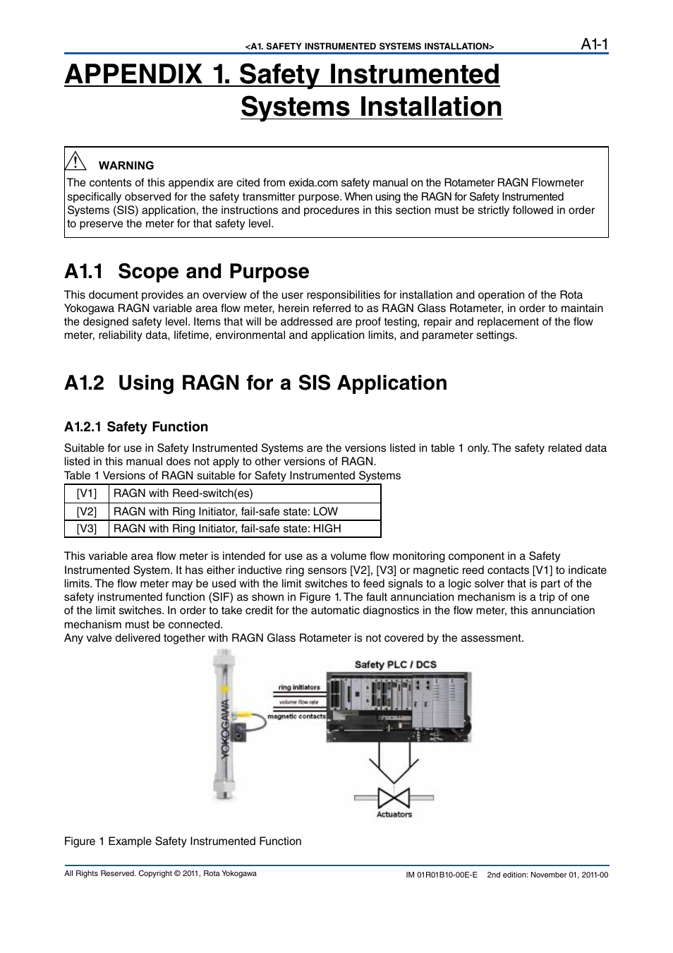 A1.1 scope and purpose, A1.2 using ragn for a sis application, A1.2.1 safety function | Yokogawa RAGN User Manual | Page 41 / 46