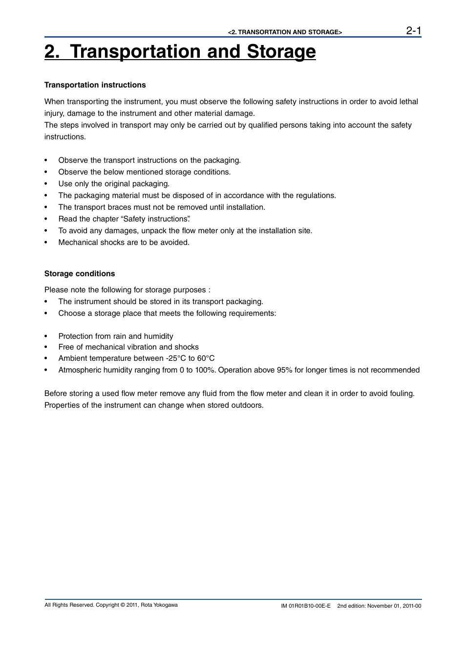 Transportation and storage, Transportation and storage -1 | Yokogawa RAGN User Manual | Page 9 / 46