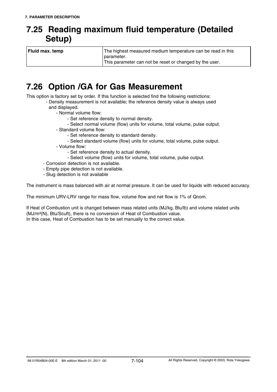 26 option /ga for gas measurement, 26 option /ga for gas measurement -104 | Yokogawa RotaMASS 3-Series User Manual | Page 176 / 254