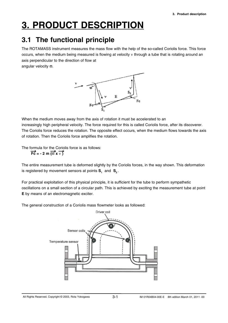Product description, 1 the functional principle, Product description -1 | 1 the functional principle -1 | Yokogawa RotaMASS 3-Series User Manual | Page 19 / 254