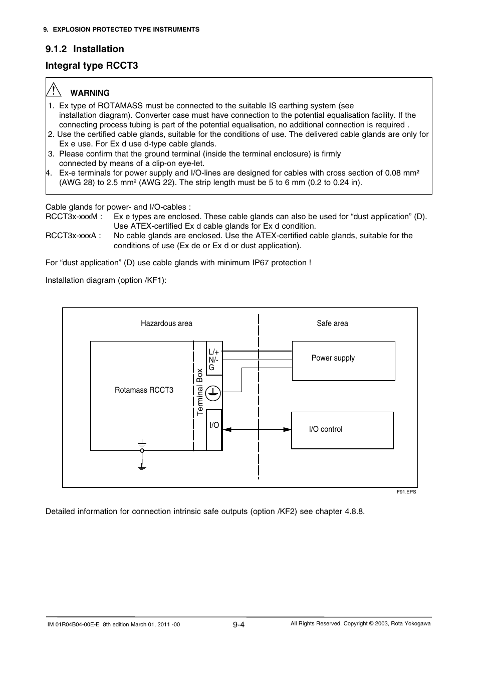 2 installation, 2 installation -4, 2 installation integral type rcct3 | Yokogawa RotaMASS 3-Series User Manual | Page 196 / 254