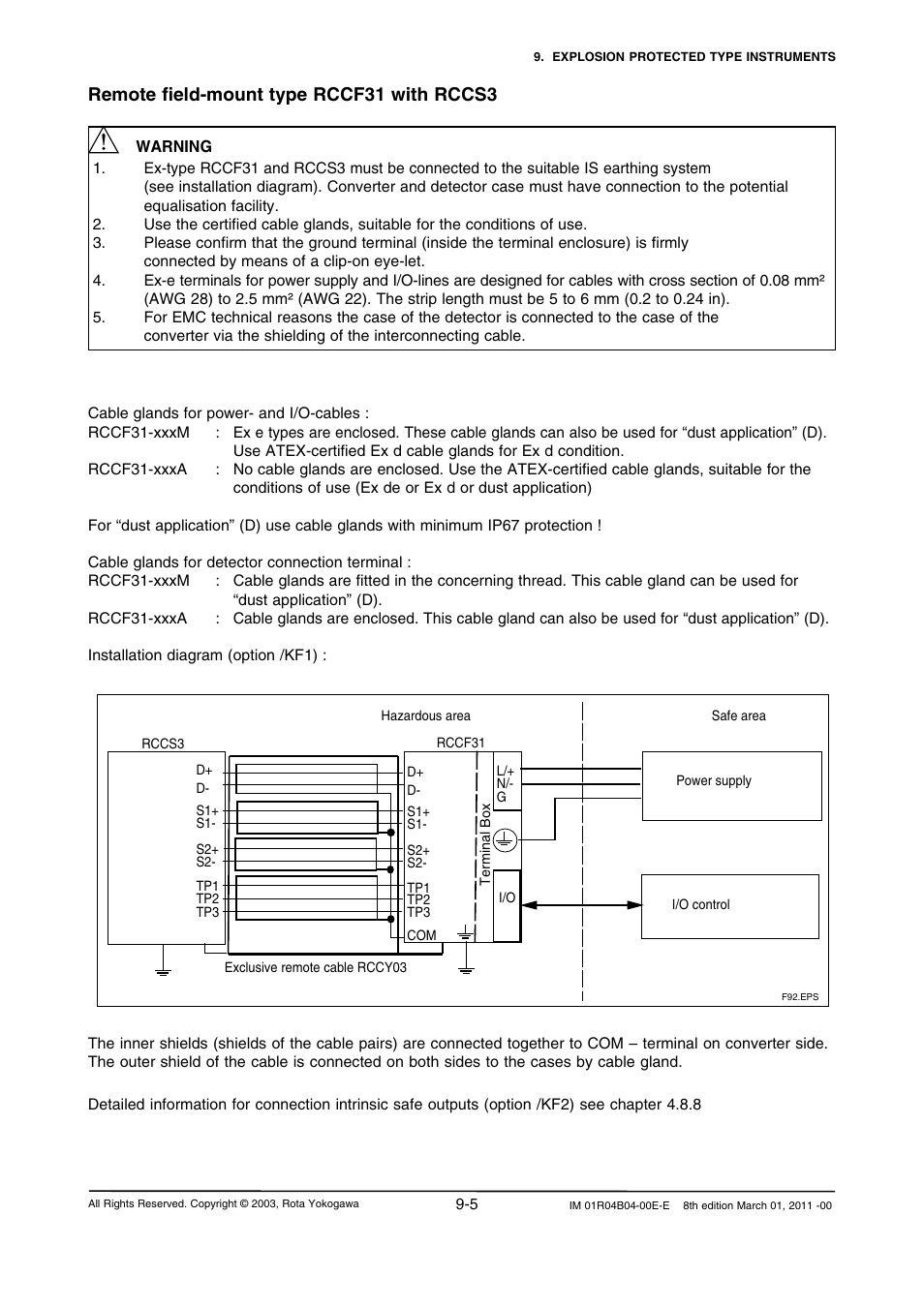 Remote field-mount type rccf31 with rccs3 | Yokogawa RotaMASS 3-Series User Manual | Page 197 / 254
