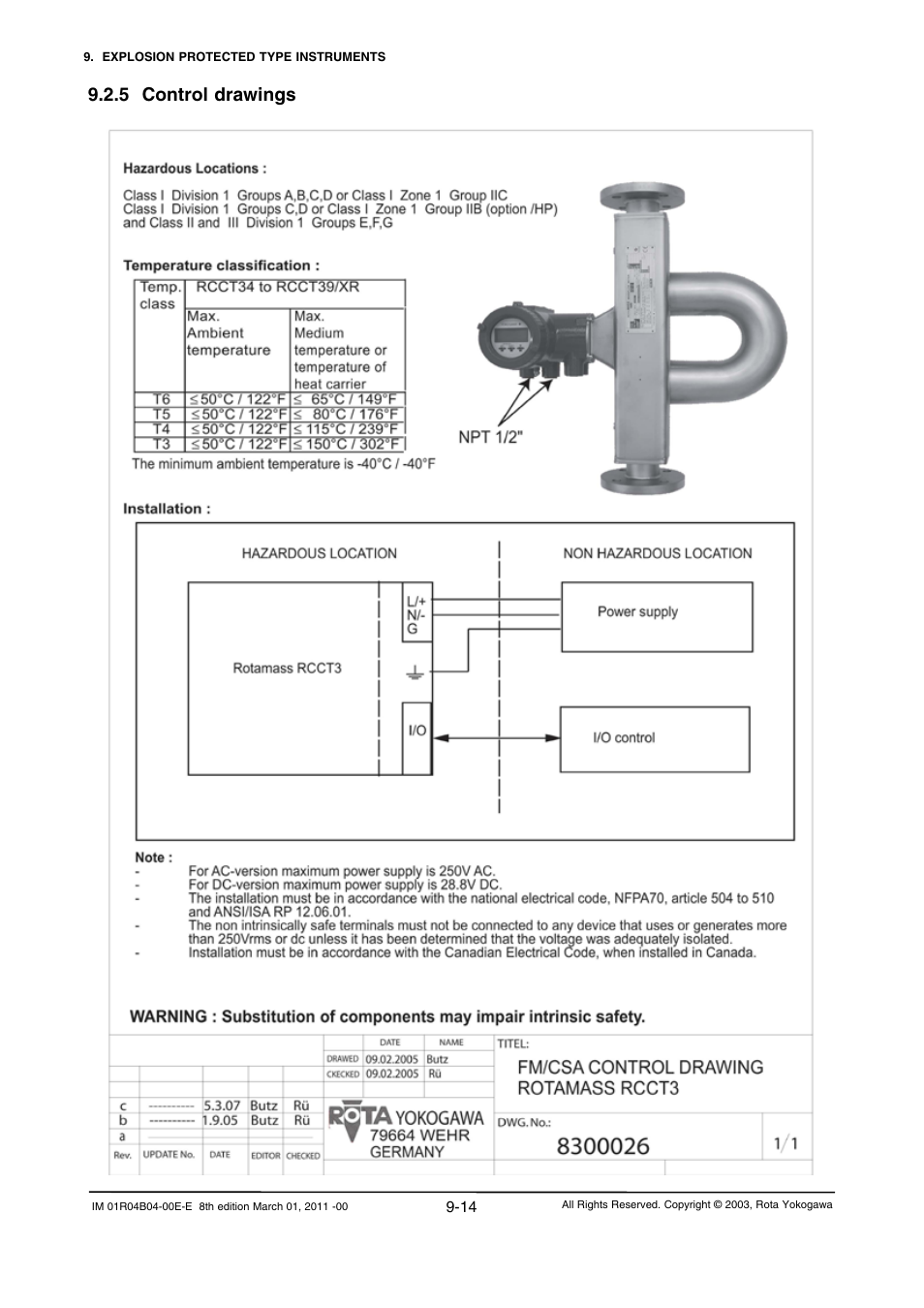 5 control drawings, 5 control drawings -14 | Yokogawa RotaMASS 3-Series User Manual | Page 206 / 254