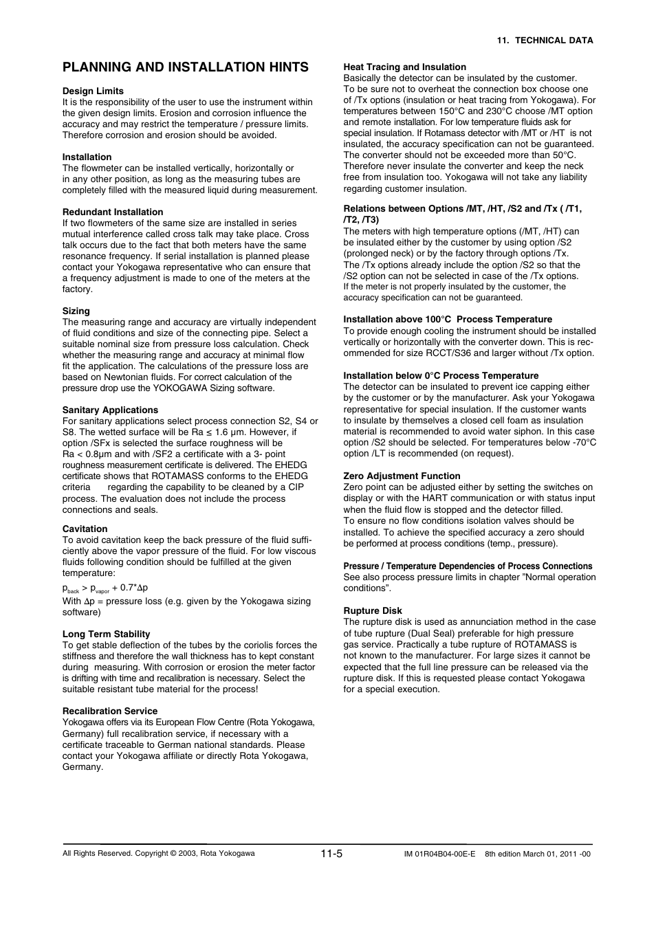 Planning and installation hints | Yokogawa RotaMASS 3-Series User Manual | Page 227 / 254