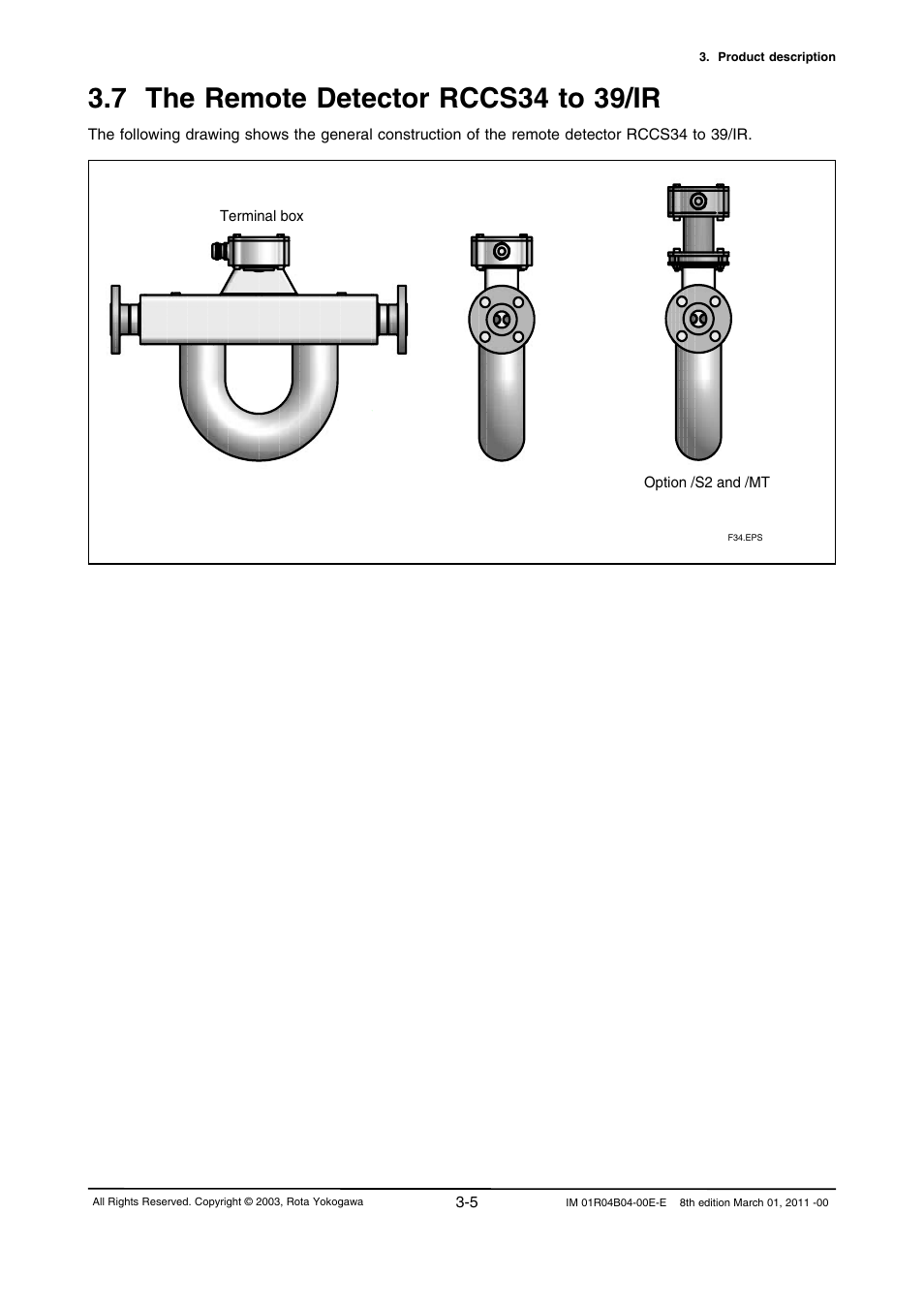 7 the remote detector rccs34 to 39/ir, 7 the remote detector rccs34 to 39/ir -5 | Yokogawa RotaMASS 3-Series User Manual | Page 23 / 254