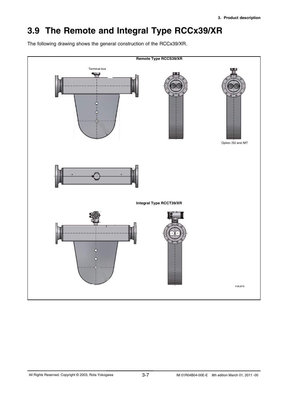9 the remote and integral type rccx39/xr, 9 the remote and integral type rccx39/xr -7 | Yokogawa RotaMASS 3-Series User Manual | Page 25 / 254