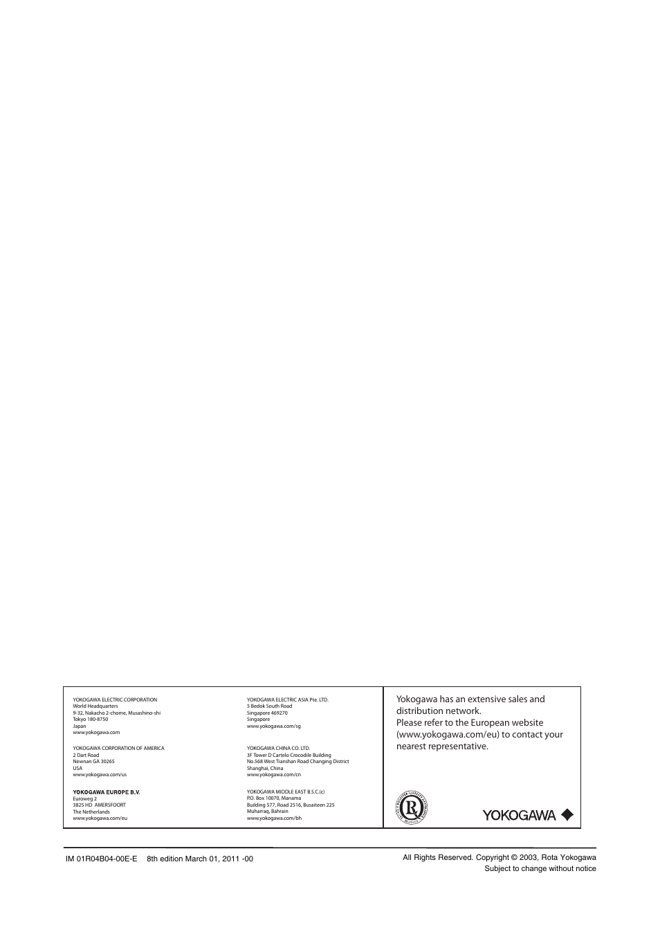 Yokogawa RotaMASS 3-Series User Manual | Page 254 / 254