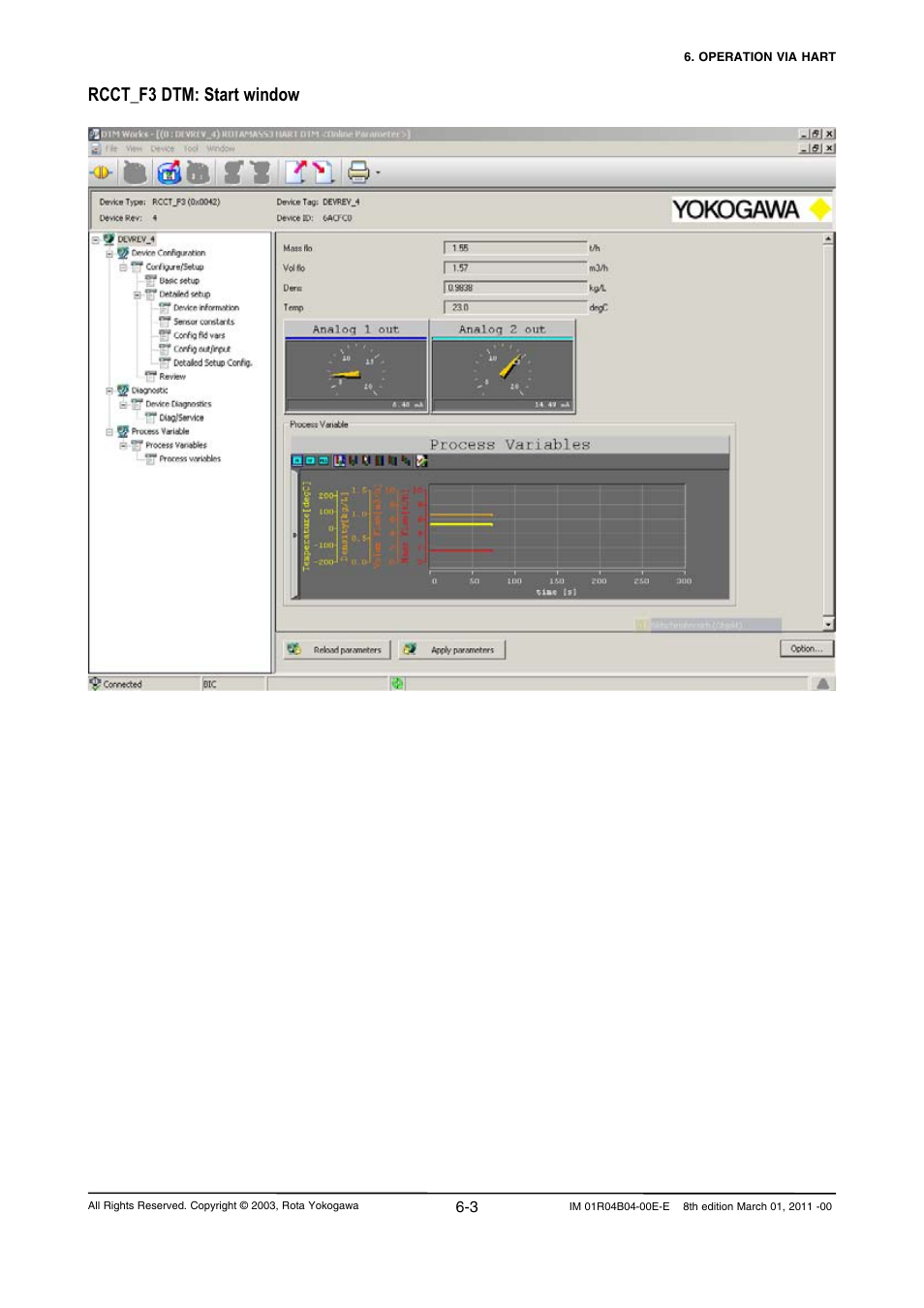 Rcct_f3 dtm: start window | Yokogawa RotaMASS 3-Series User Manual | Page 67 / 254