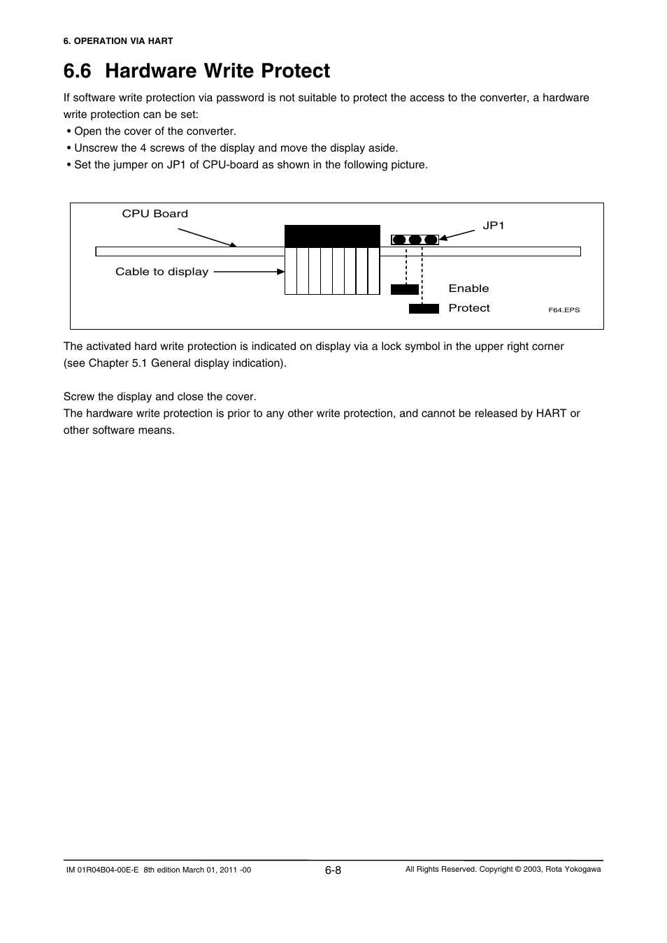 6 hardware write protect, 6 hardware write protect -8 | Yokogawa RotaMASS 3-Series User Manual | Page 72 / 254