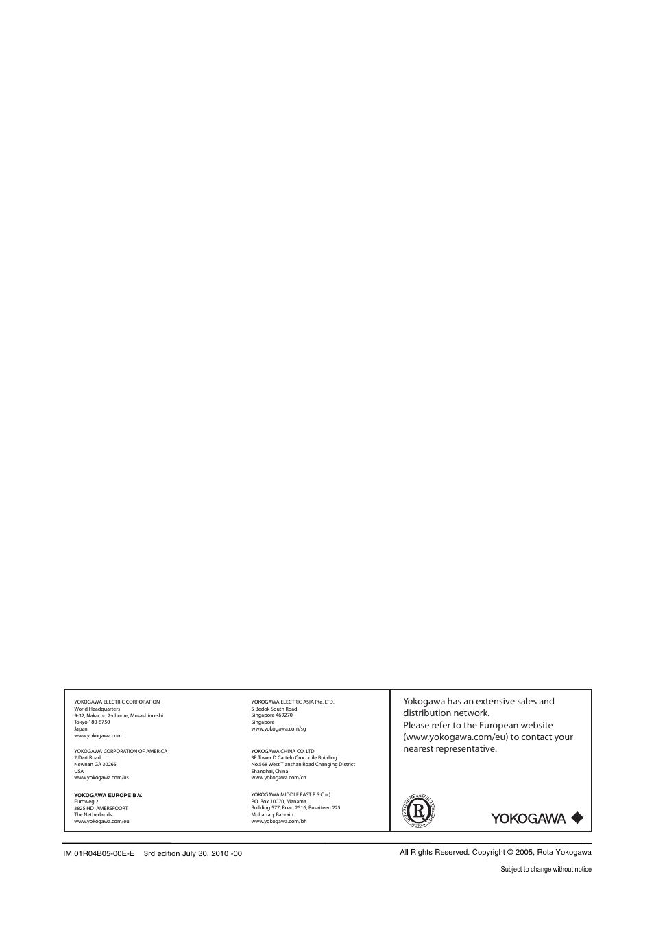 Yokogawa RotaMASS 3-Series User Manual | Page 182 / 182