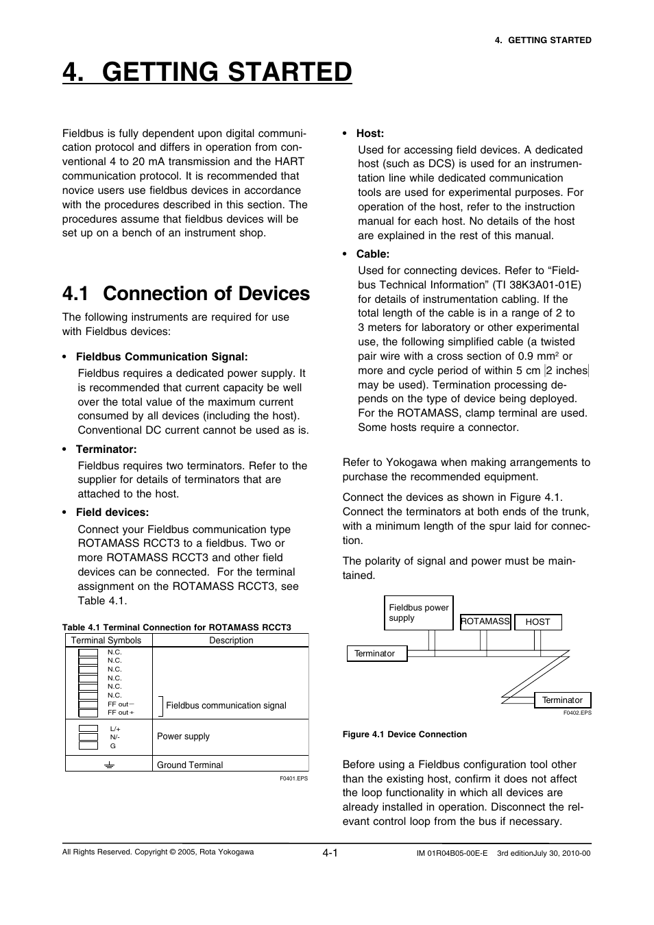 Getting started, 1 connection of devices | Yokogawa RotaMASS 3-Series User Manual | Page 21 / 182