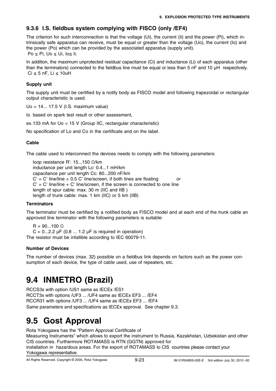 4 inmetro (brazil), 5 gost approval | Yokogawa RotaMASS 3-Series User Manual | Page 99 / 182