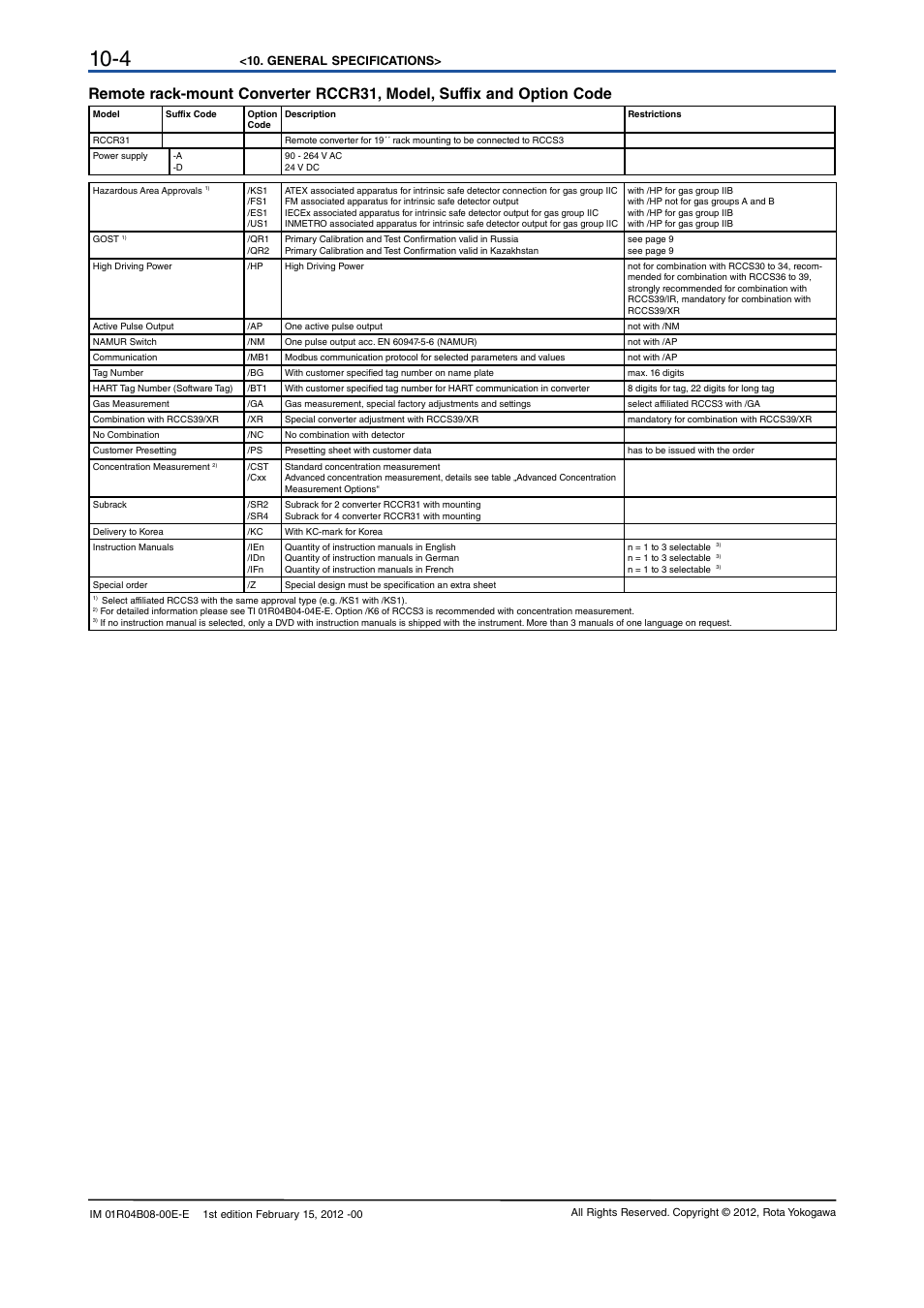 Yokogawa RotaMASS 3-Series User Manual | Page 74 / 76