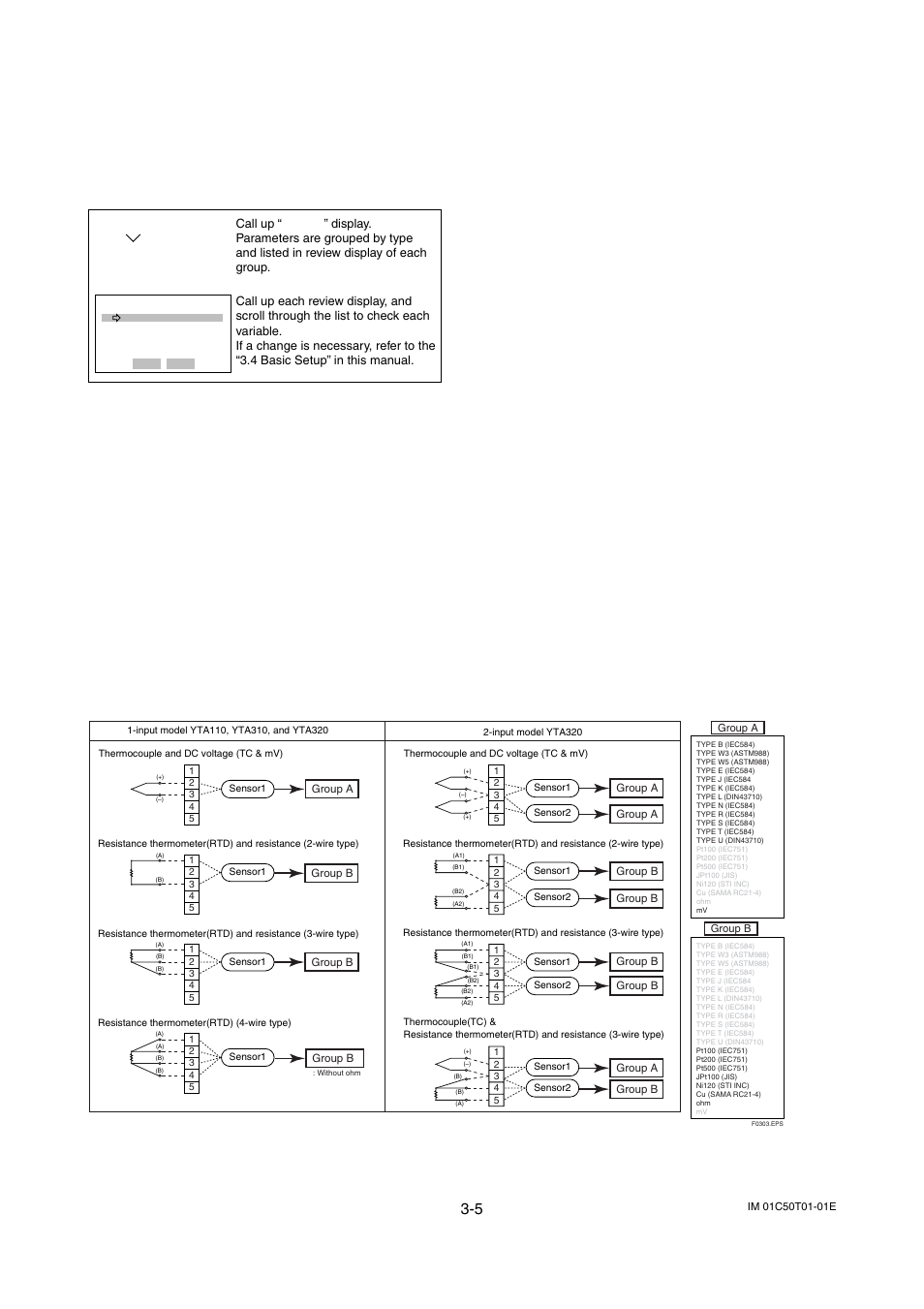 3 review, 4 basic setup, 1 sensor configuration | Review -5, Basic setup -5, Sensor configuration -5 | Yokogawa Wireless Temperature Transmitter YTA510 User Manual | Page 18 / 42
